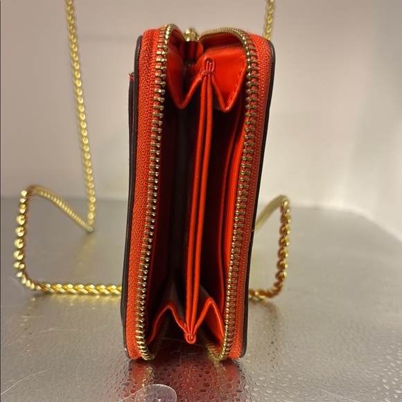 Michael Kors Orange Wallet with Gold Hardware and Textured Design - Picture 3 of 4